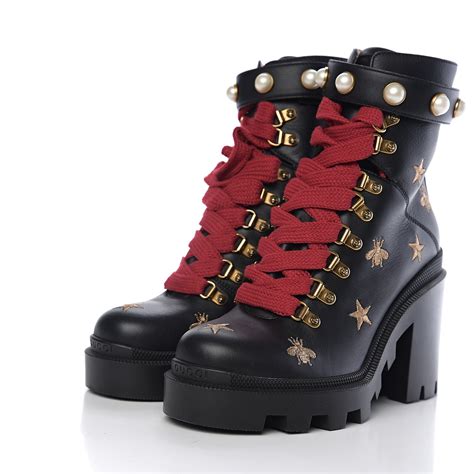 embroidered gucci boots|Gucci combat boots for women.